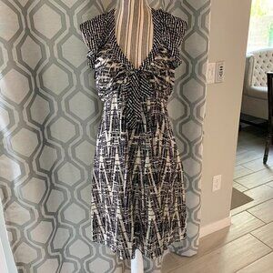 BCBGMaxAzria Ruffle Silk Patterned Dress